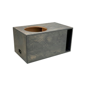 Rectangular wooden American Bass Single 18" King Ported Enclosure by Basshead Supply, featuring a round top cutout, an engraved American Bass logo on the front, a side port, and a connector panel on the left side.