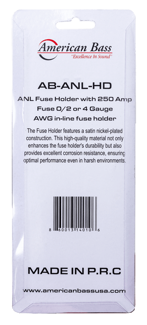 ANL Fuse Holder with 250 Amp Fuse (0/2 or 4 Gauge) - American Bass Audio