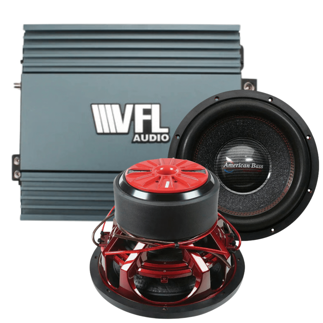 Big Bass Bundle — 2x HAWK 12" Subwoofer + VFL Rebel REBEL-5000.1 Amplifier - American Bass Audio