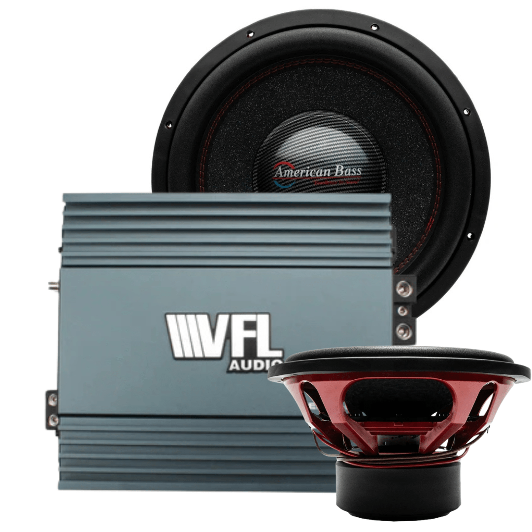 Big Bass Bundle — 2x HAWK 15" Subwoofer + VFL Rebel REBEL-5000.1 Amplifier - American Bass Audio