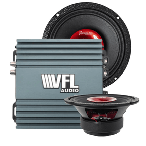 Falcon Rider Bundle — 2x Falcon Series 8" Midrange Speakers + VFL Rebel REBEL-900.4 Amplifier - American Bass Audio