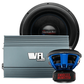 Monster Bass Bundle — 2x XMAXXX Monster 15" Subwoofer + VFL REBEL-8000.1 Amplifier - American Bass Audio