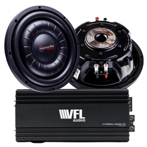 Power Pack: 2 Hawk Slim 10 Subwoofers + VFL Hybrid 4800.1 Amplifier - American Bass Audio