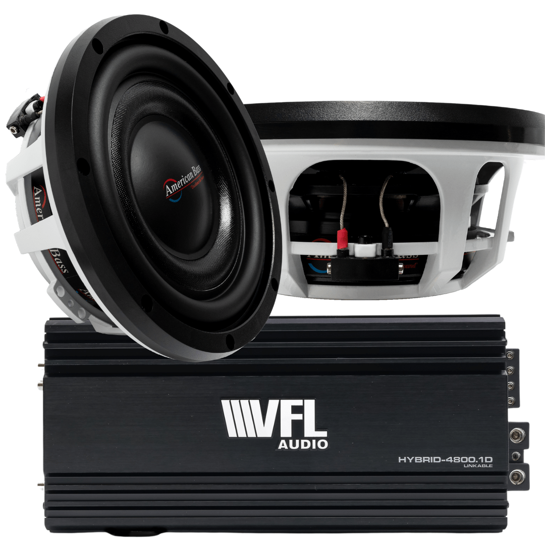 Power Pack: 2 Titanium 8 Slim Subwoofers + VFL Hybrid 4800.1 Amplifier - American Bass Audio