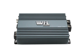 A grey American Bass Audio Ground Pound Bundle VFL Rebel REBEL-3000.1 car audio monoblock amplifier, featuring black ridged edges, side-mounted input/output terminals, and the VFL Audio logo displayed on top.