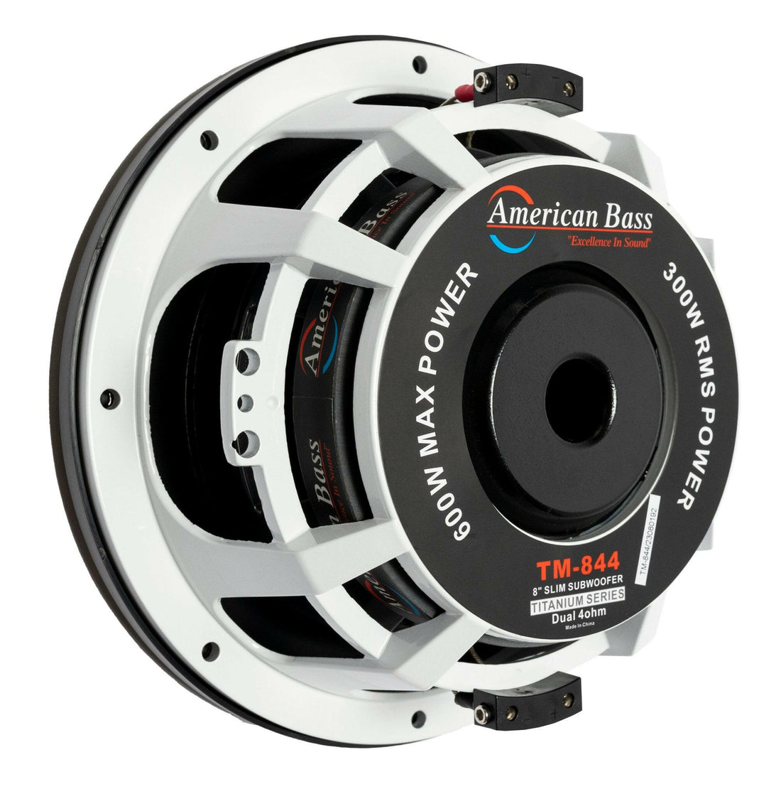 Titanium 8″ Car Subwoofer 500W RMS Dual 4‑Ohm Shallow Mount: TM-844